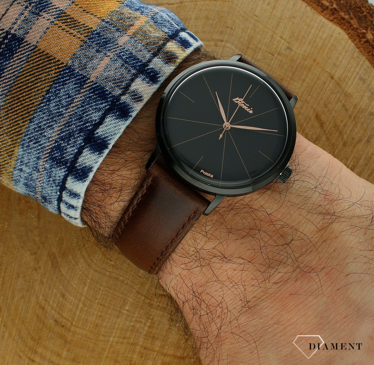 Polski zegarek męski Błonie Zodiak Męski Heban. ⌚ Grawer na zegarku gratis 🔝 Męski zegarek na pasku klasyk🎁Prezent na Walentyn.jpg